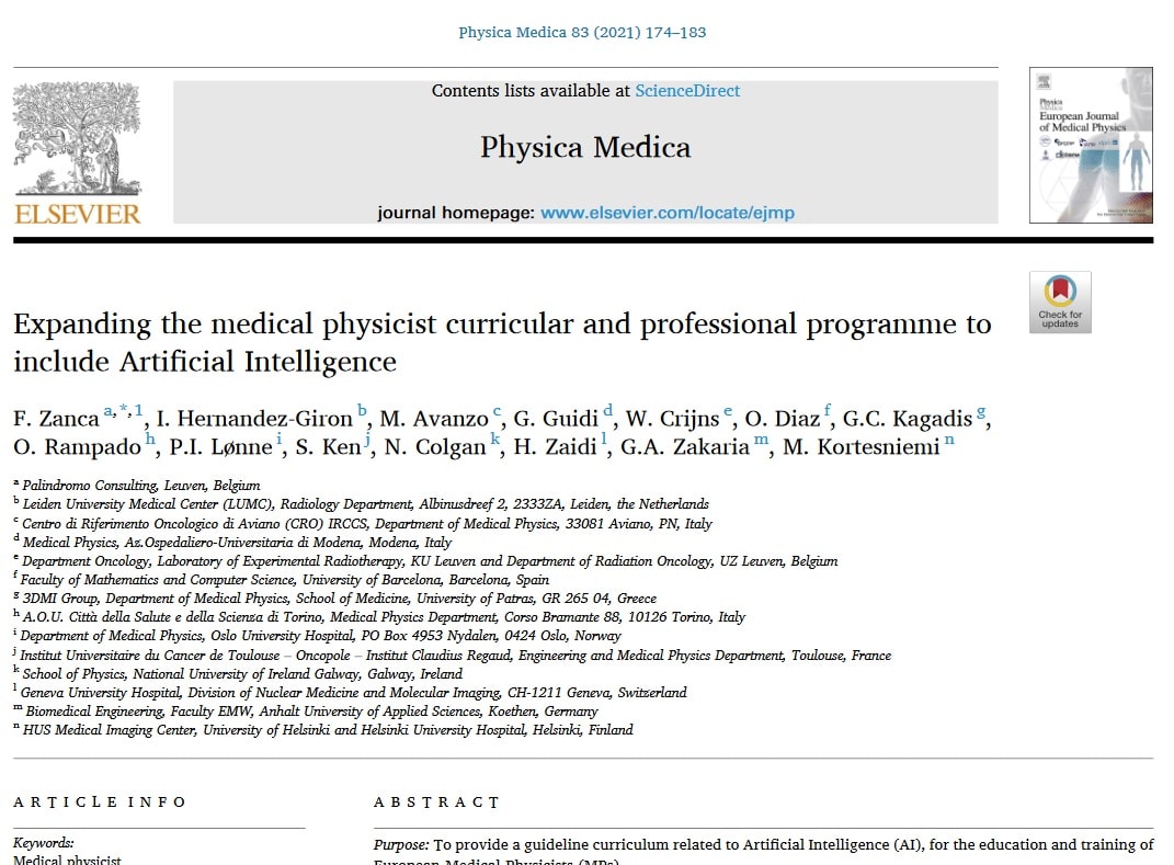 expanding the medical physicist curricular and professional programme to include artificial intelligence